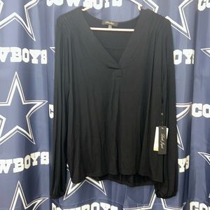 NWT Laila Jayde black long sleeves blouse Size XXLP